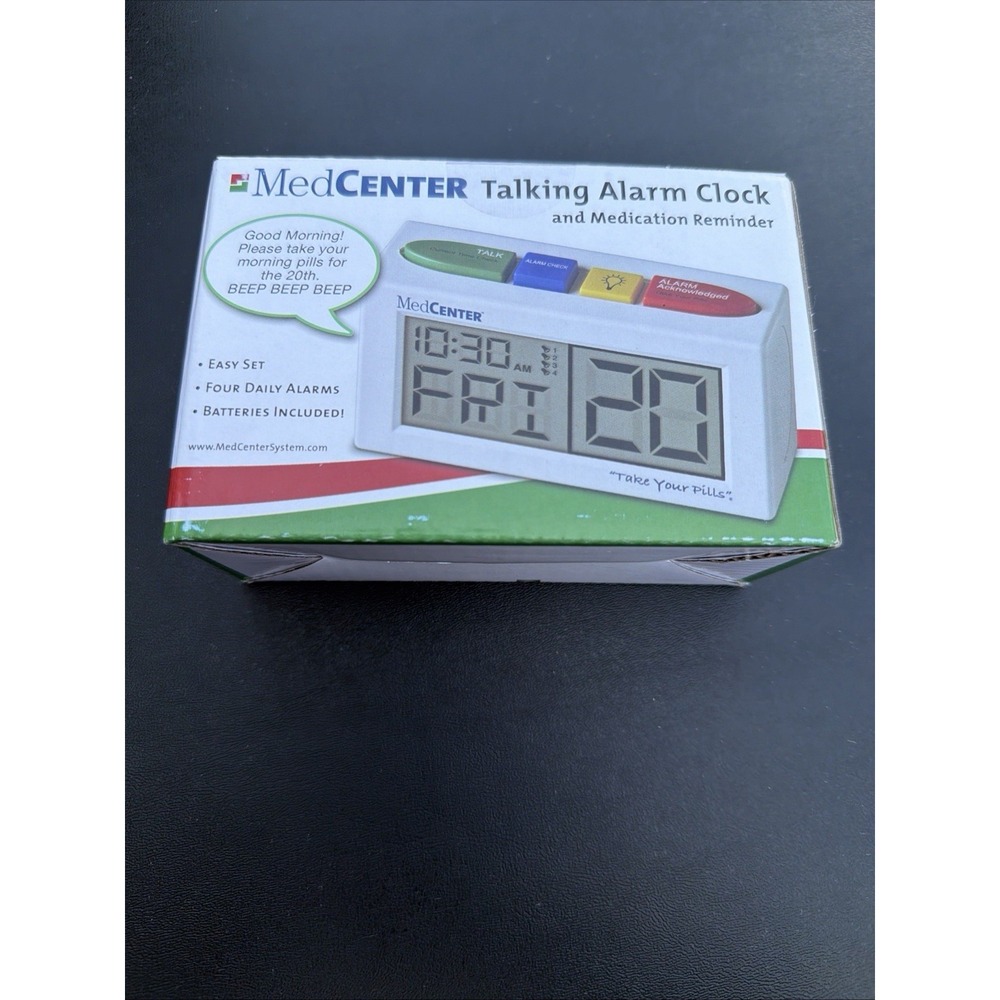 MedCenter Talking Alarm Clock and Medication Reminder New NIB